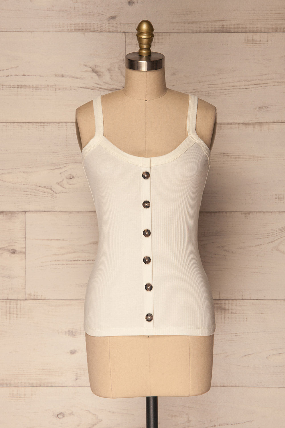 Chemno Ivoire Ivory Ribbed Button-Up Camisole | La Petite Garçonne 1