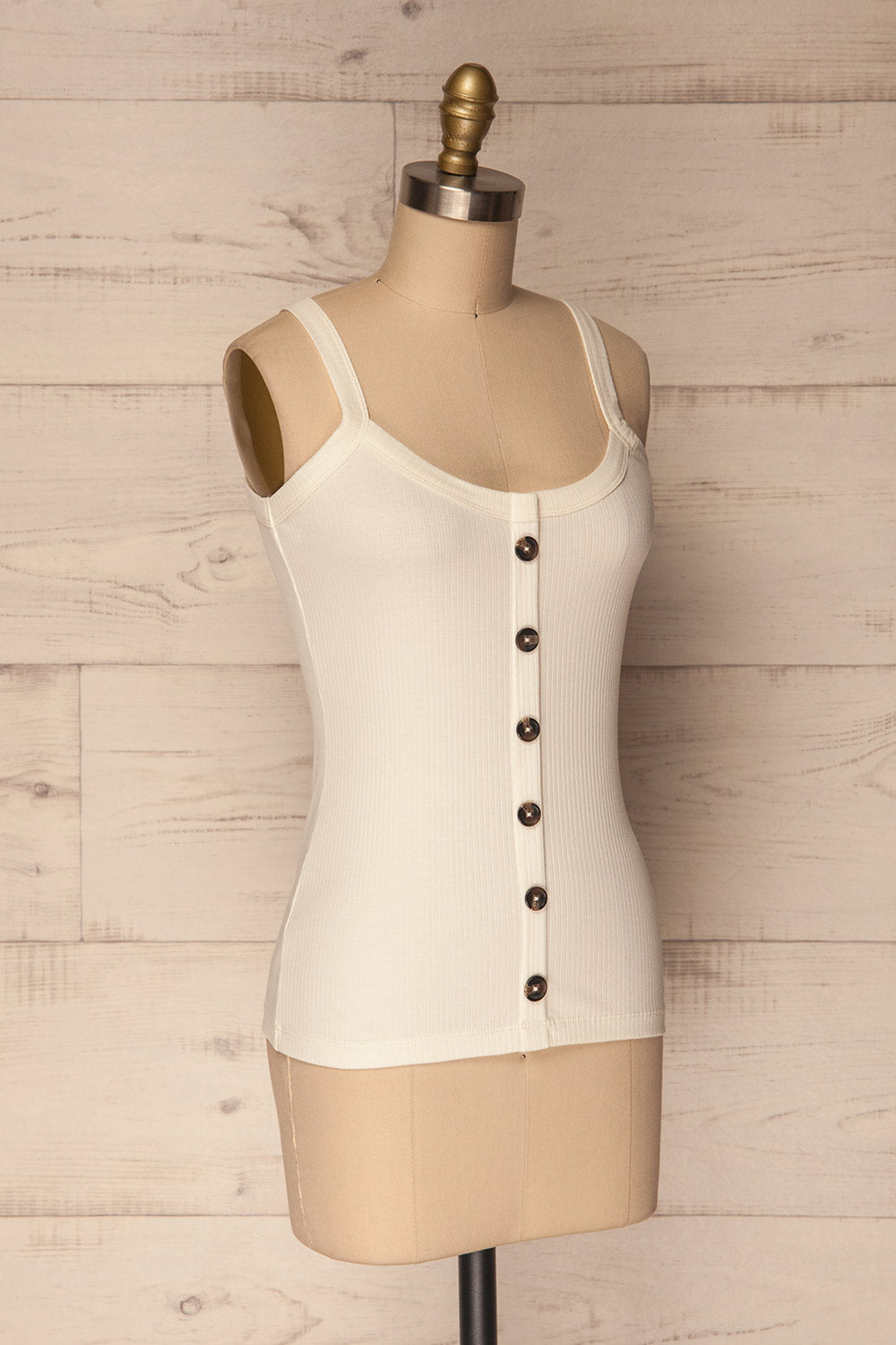 Chemnola Ivoire Ivory Ribbed Button-Up Camisole | La Petite Garçonne 3