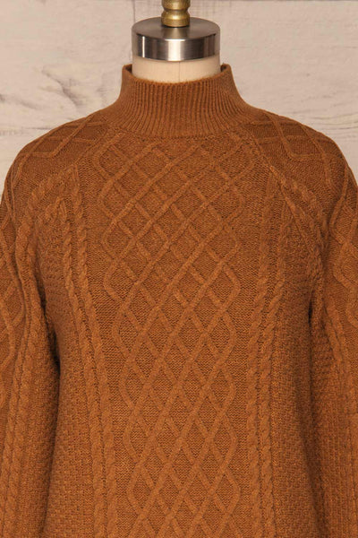 Chimay Muscade Brown Knit Sweater  | FRONT CLOSE UP | La Petite Garçonne