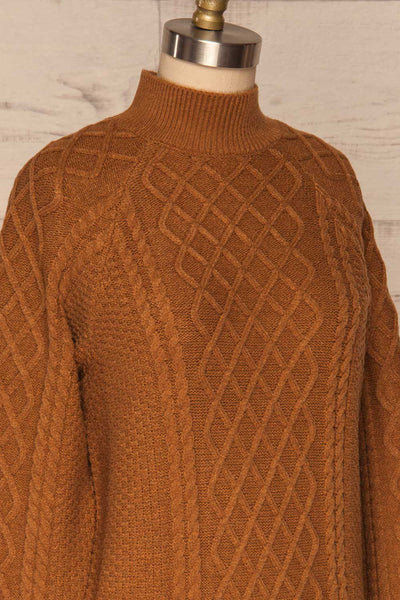 Chimay Muscade Brown Knit Sweater  | SIDE CLOSE UP | La Petite Garçonne