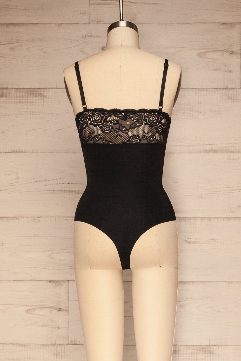 Chiny Black Lace & Stretchable Bodysuit | La petite garçonne back view