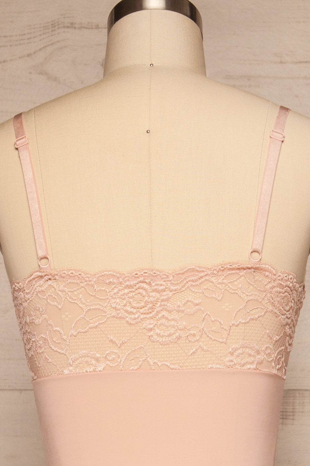 Chiny Blush Lace & Stretchable Bodysuit | La petite garçonne back close up