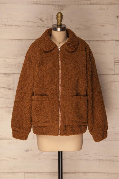Chisinau Light Brown Wooly Fleece Coat | La Petite Garçonne