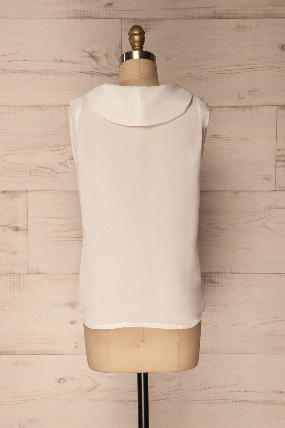 Chocen White Sleeveless Silky Cowl Neck Top | La Petite Garçonne 5