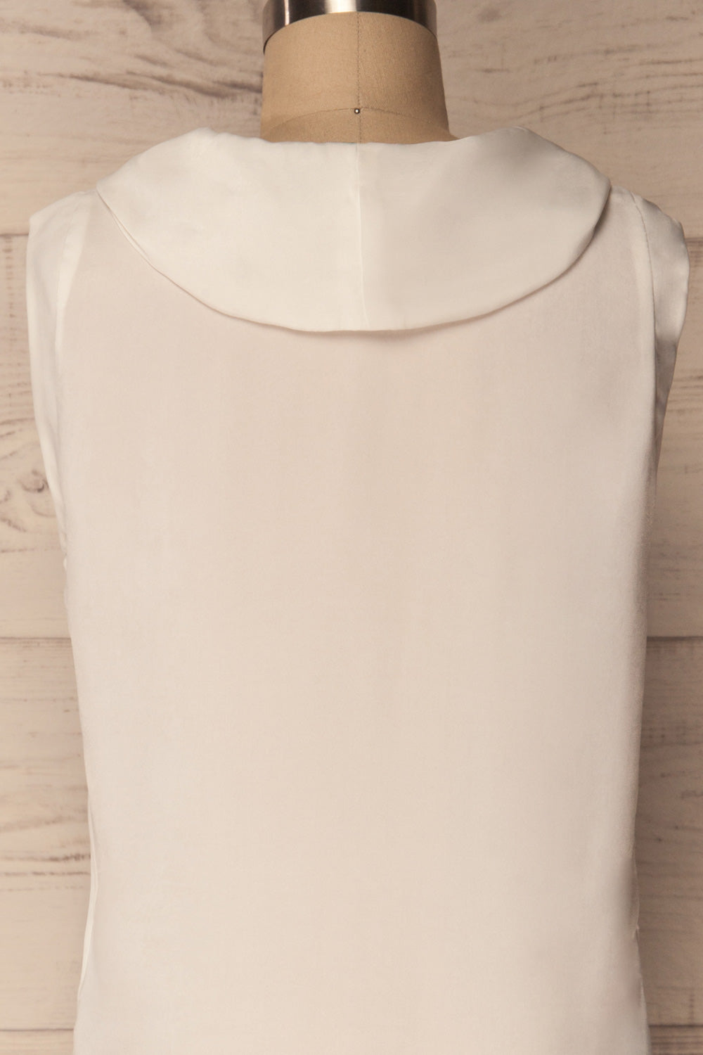 Chocen White Sleeveless Silky Cowl Neck Top | La Petite Garçonne 6