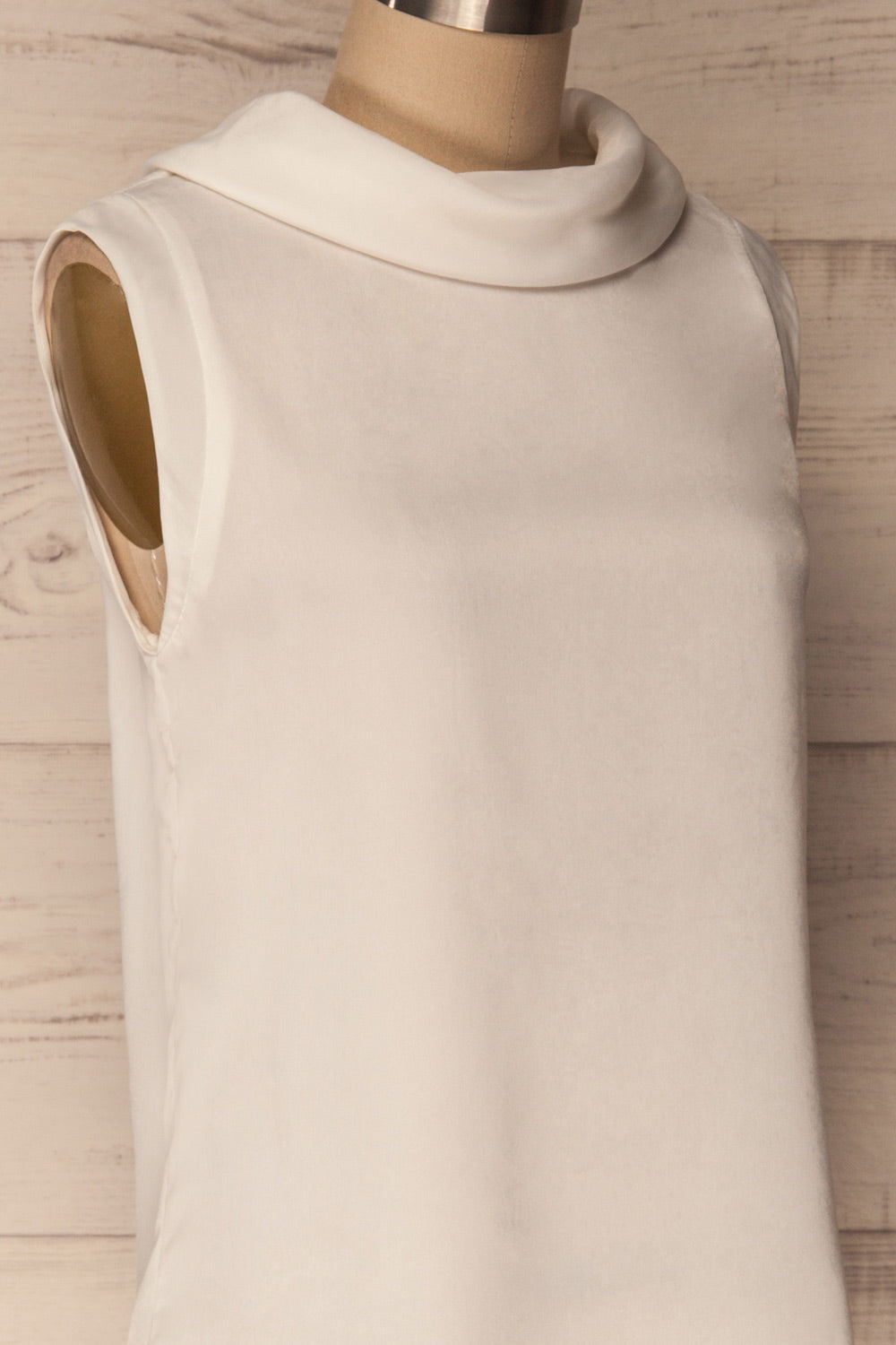 Chocen White Sleeveless Silky Cowl Neck Top | La Petite Garçonne 4