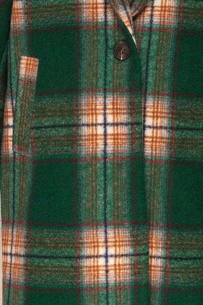 Chodziez Green Tartan Plaid Coat | La petite garçonne  fabric