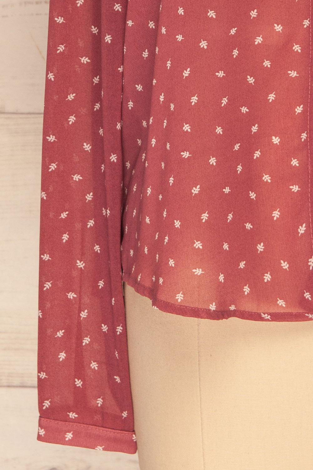 Chojnice Pink & White Floral Chiffon Shirt | BOTTOM CLOSE UP | La Petite Garçonne