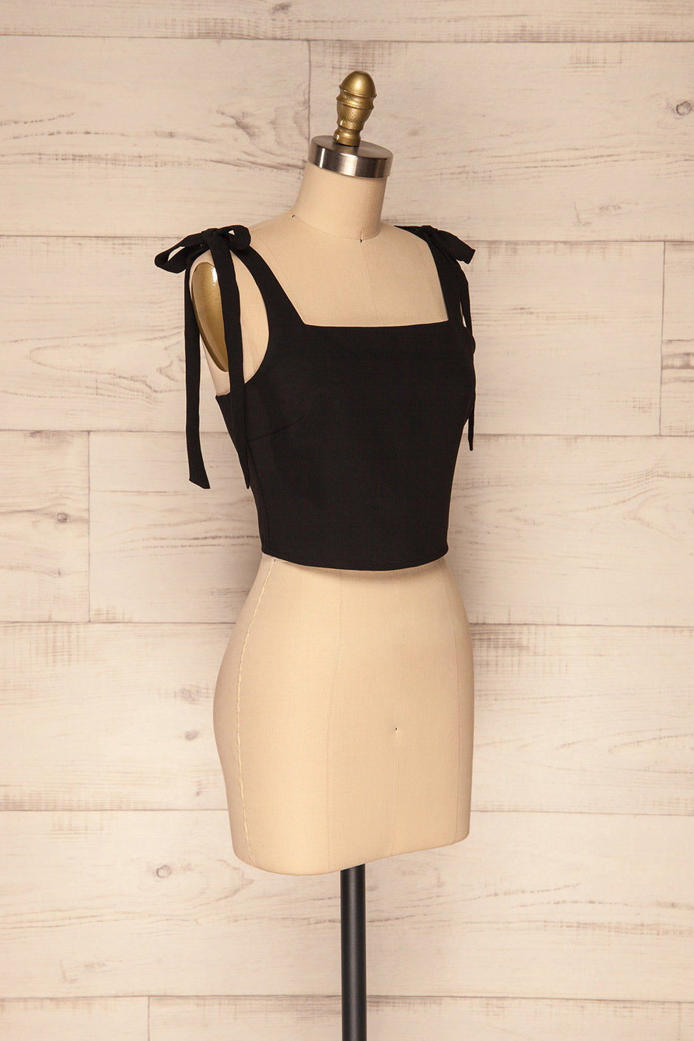 Chorzow Black Crop Camisole with Bow Straps | La Petite Garçonne 3