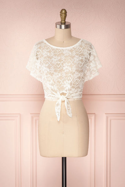Christy Ivory Transparent Lace Crop Top | Boutique 1861 1