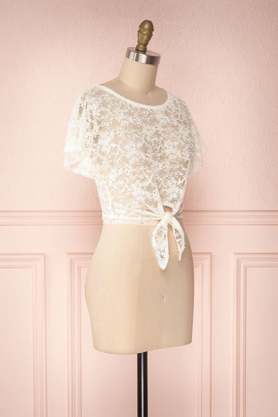 Christy Ivory Transparent Lace Crop Top | Boutique 1861 3