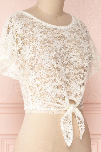 Christy Ivory Transparent Lace Crop Top | Boutique 1861 4