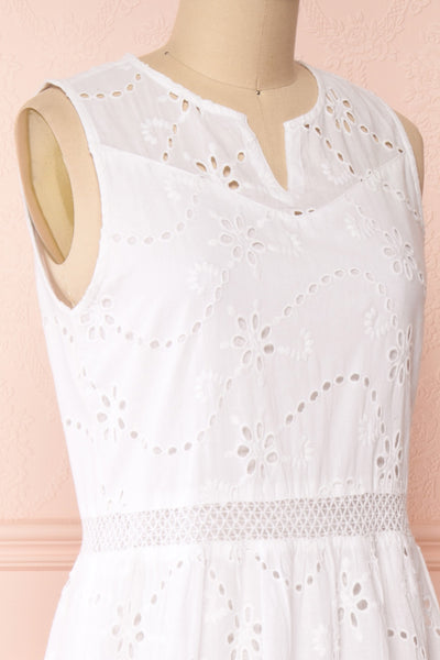 Chrysanthe White Openwork Lace Short Dress | Boutique 1861 side close-up