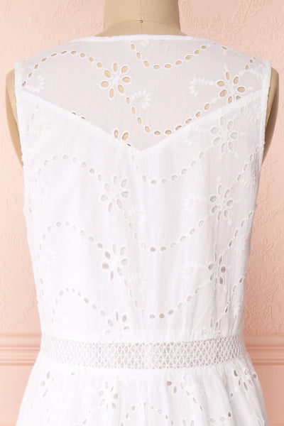 Chrysanthe White Openwork Lace Short Dress | Boutique 1861 back close-up