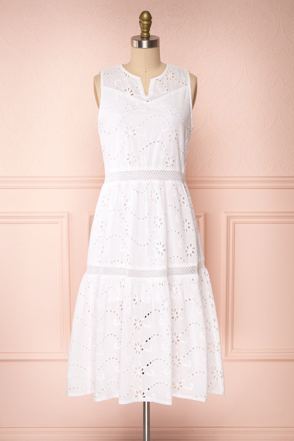 Chrysanthe White Openwork Lace Short Dress | Boutique 1861