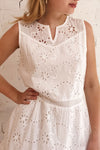 Chrysanthe White Openwork Lace Short Dress | Boutique 1861 on model