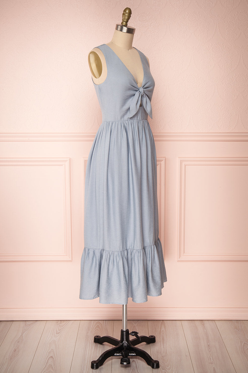Chryssa Light Blue Sleeveless Midi A-Line Dress | Boutique 1861