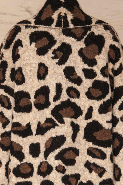Chrzanow Beige Leopard Printed Knit Cardigan | La Petite Garçonne back close up
