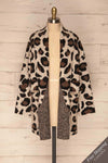 Chrzanow Beige Leopard Printed Knit Cardigan | La Petite Garçonne front view open