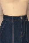 Cieszyn Dark Blue Denim Mini Skirt with Pockets | La Petite Garçonne side close-up
