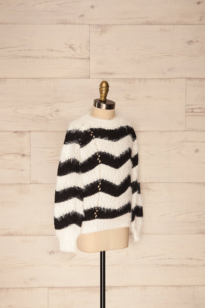 Cintia Dark Mini Kids White & Black Knit Sweater | La Petite Garçonne side view