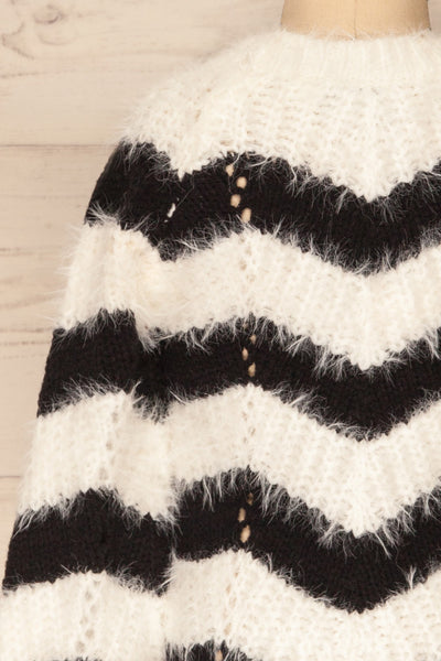 Cintia Dark Mini Kids White & Black Knit Sweater | La Petite Garçonne back close-up