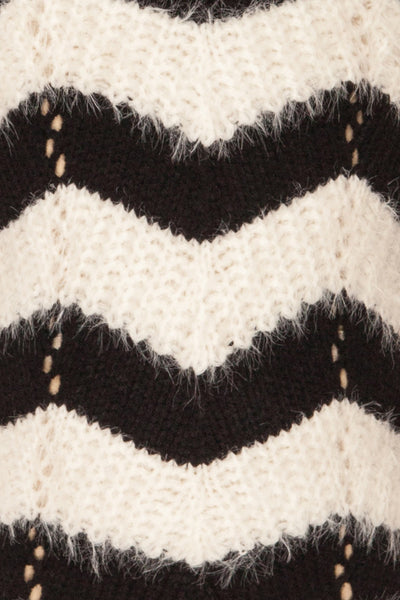 Cintia Dark Mini Kids White & Black Knit Sweater | La Petite Garçonne fabric detail