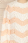 Cintia Light Mini Kids White & Blush Knit Sweater | La Petite Garçonne front close-up