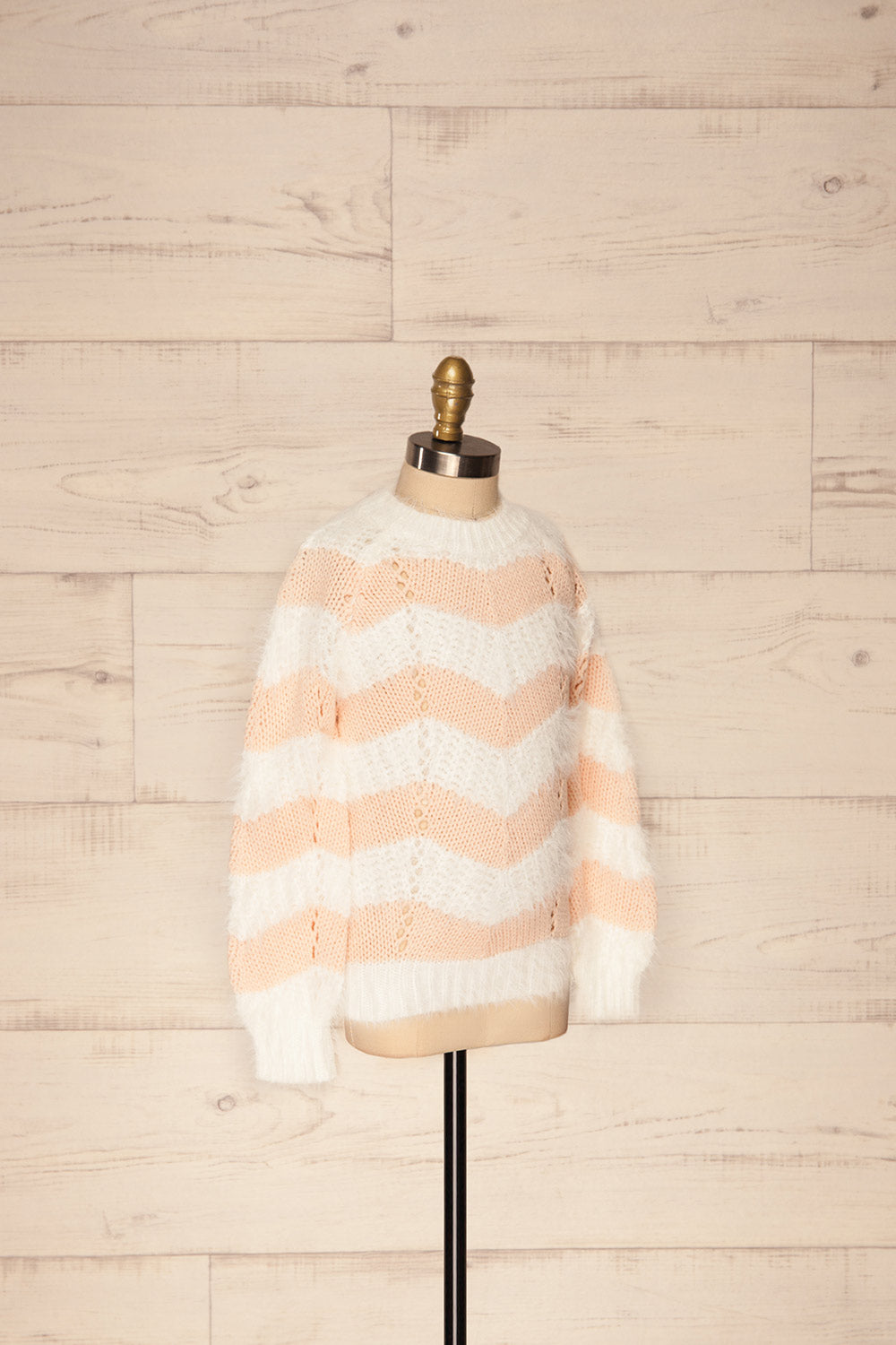 Cintia Light Mini Kids White & Blush Knit Sweater | La Petite Garçonne side view 