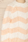 Cintia Light Mini Kids White & Blush Knit Sweater | La Petite Garçonne side close-up