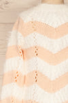 Cintia Light Mini Kids White & Blush Knit Sweater | La Petite Garçonne back close-up