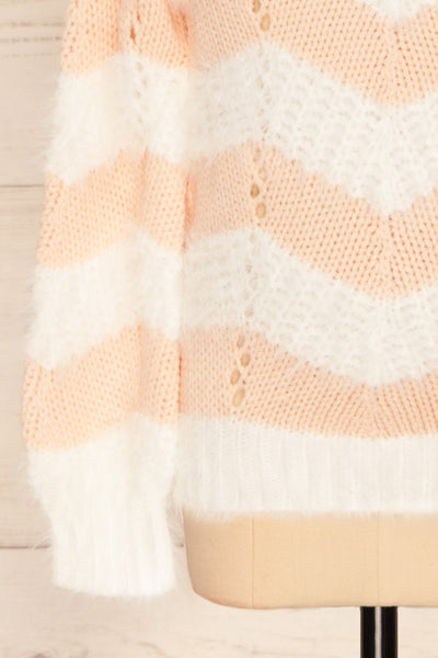 Cintia Light Mini Kids White & Blush Knit Sweater | La Petite Garçonne bottom close-up