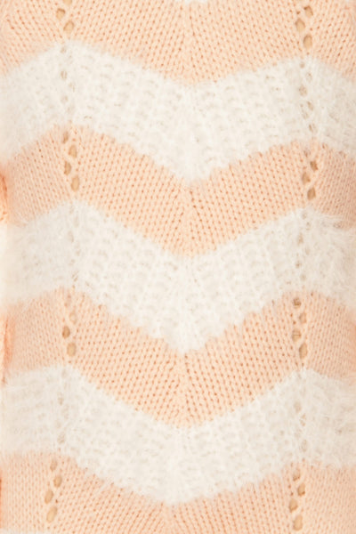 Cintia Light Mini Kids White & Blush Knit Sweater | La Petite Garçonne fabric detail