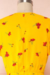 Citlali Yellow Short Sleeve Floral Dress | Boutique 1861back close up