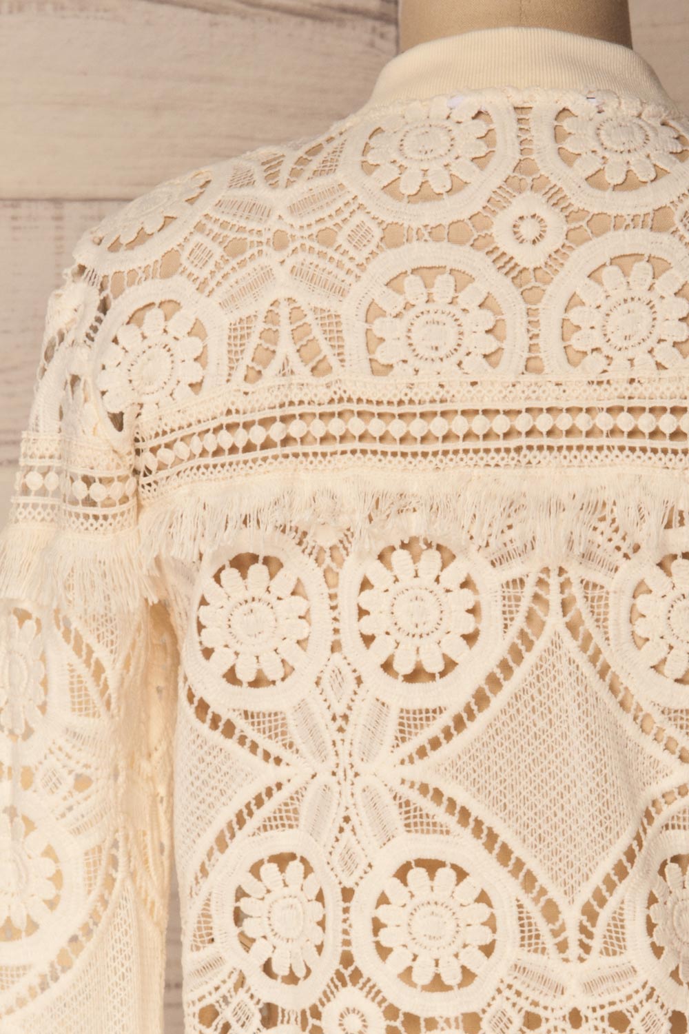 Clemance Cream Openwork Lace Bomber Jacket | La Petite Garçonne 7