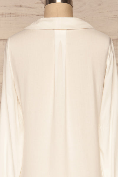 Clonmel Blanc White V-Neck Shirt back close up | La Petite Garçonne