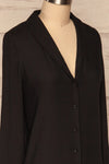 Clonmel Noir Black V-Neck Shirt side close up | La Petite Garçonne