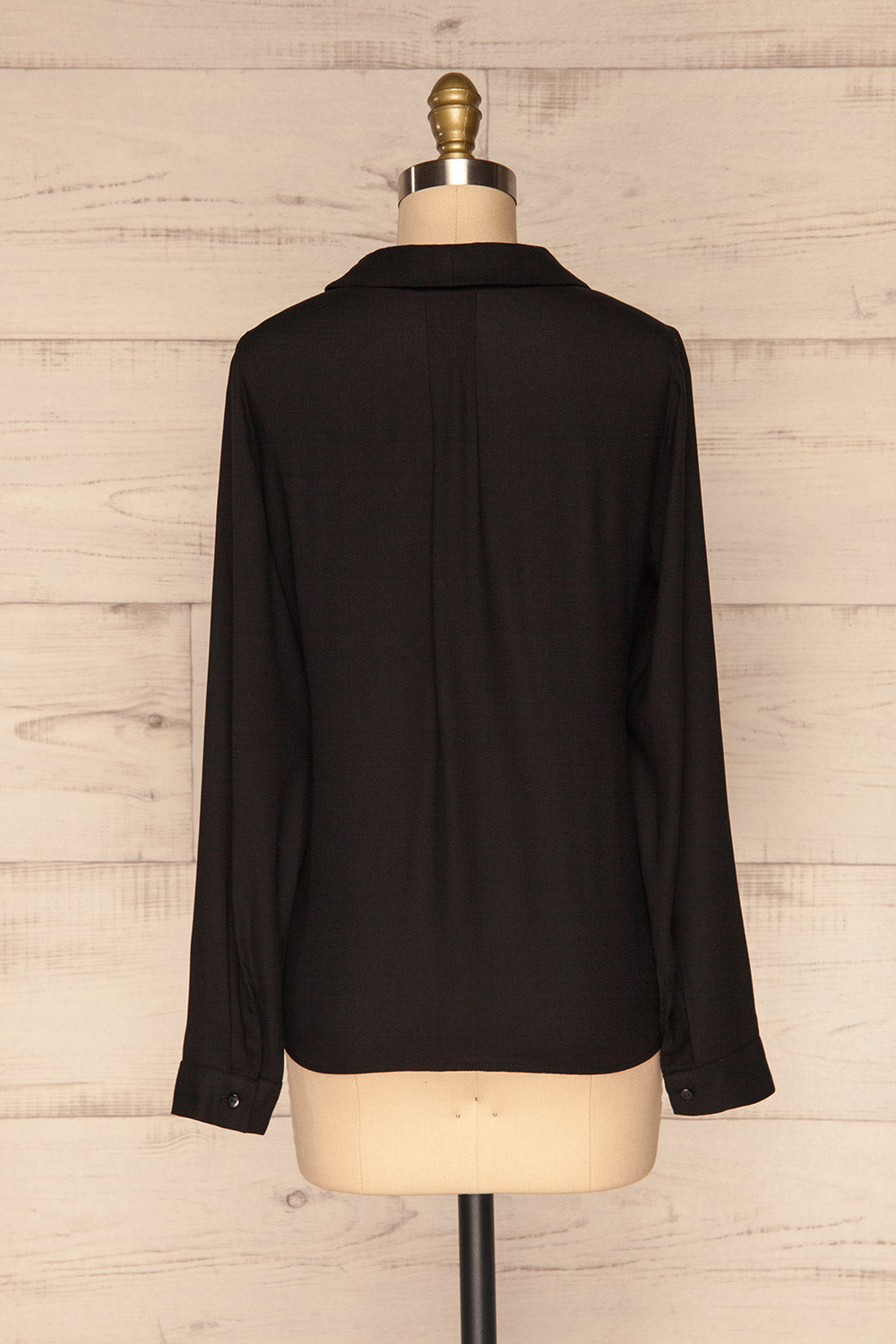 Clonmel Noir Black V-Neck Shirt back view | La Petite Garçonne