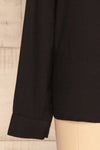Clonmel Noir Black V-Neck Shirt sleeve close up | La Petite Garçonne