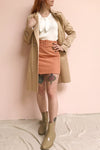 Albinka Apricot Linen Mini Skirt w/ Belt | La petite garçonne model look