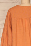 Cobh Orange Linen Oversize Top | La petite garçonne  back close-up