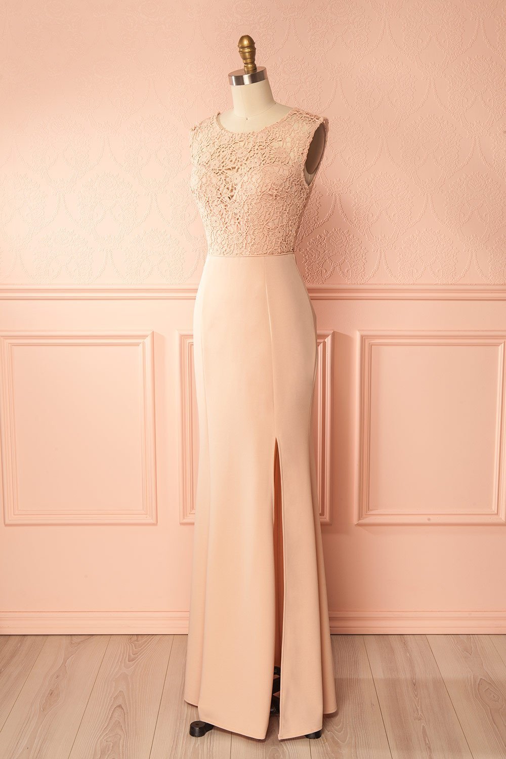 Cobie Blush Mermaid Gown with Lace & Slit | Boudoir 1861