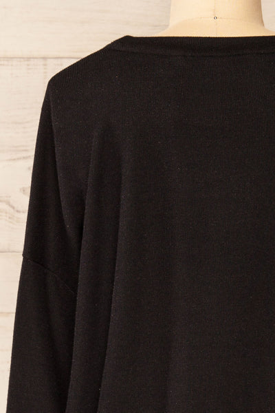 Coek Black Long Sleeve Top | La petite garçonne back close-up