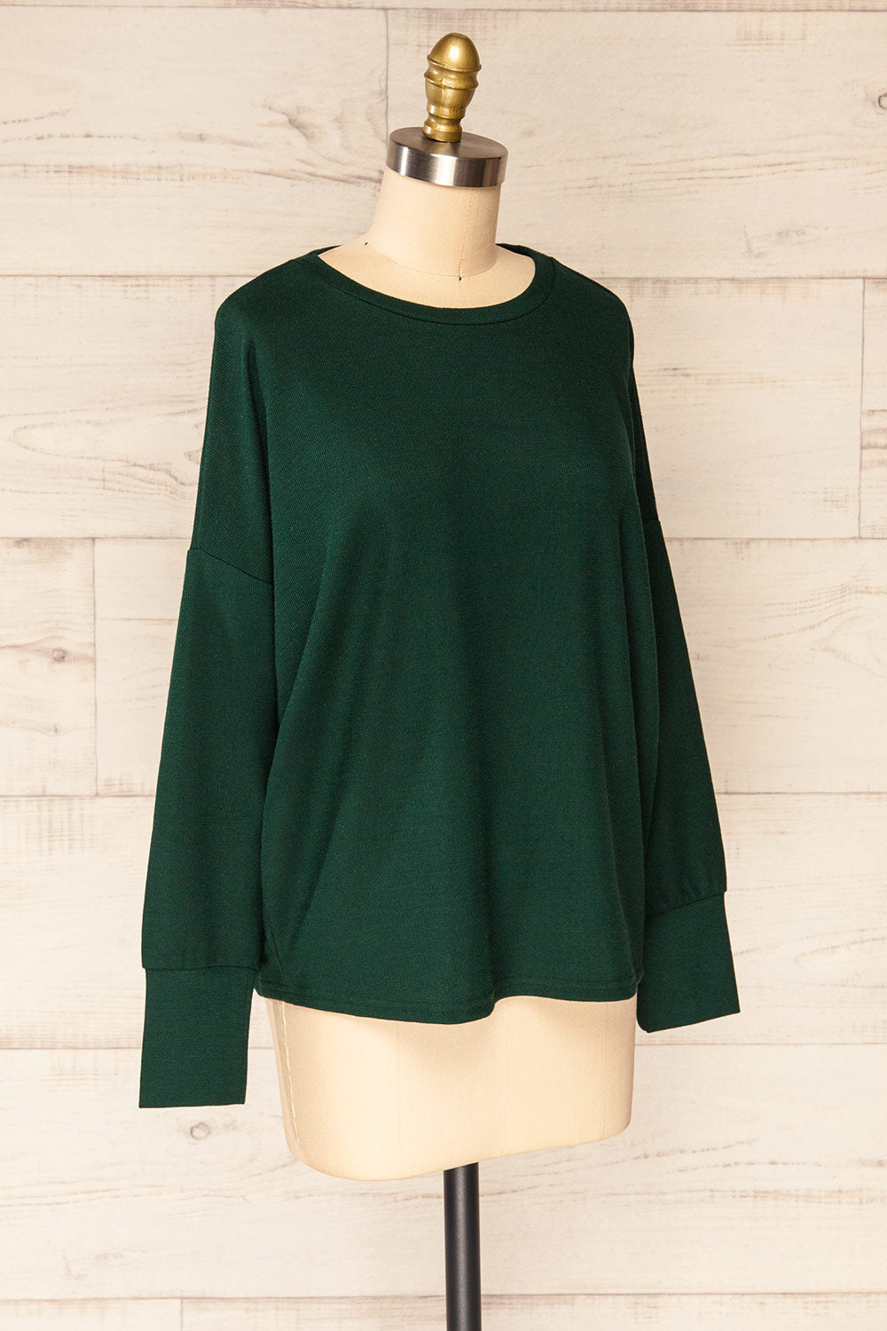 Coek Dark Green Long Sleeve Top | La petite garçonne side view 