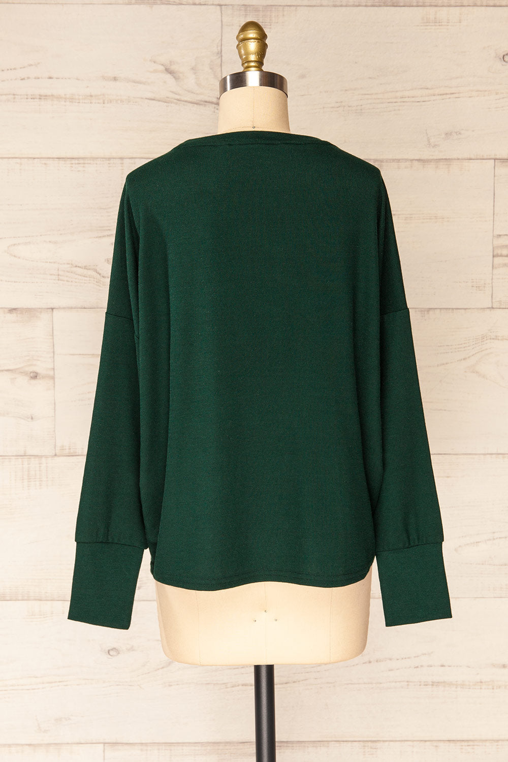 Coek Dark Green Long Sleeve Top | La petite garçonne back view 