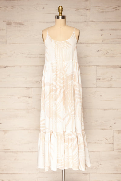Cognosco White Tropical Patterned Maxi Dress | Boutique 1861 front view