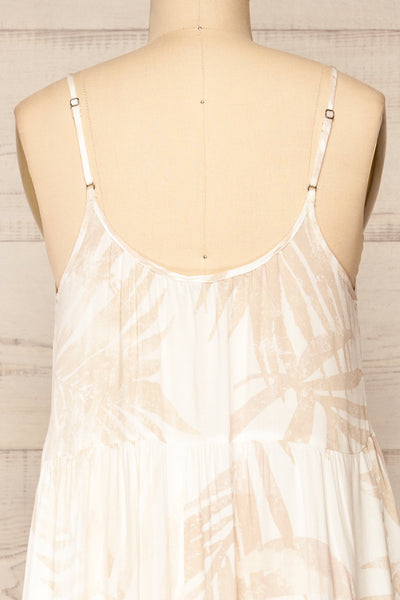Cognosco White Tropical Patterned Maxi Dress | Boutique 1861 back close-up