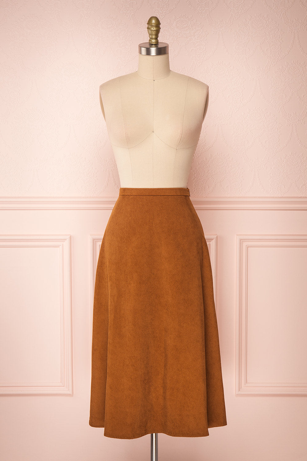 Colditz Brown Corduroy A-Line Midi Skirt | Boutique 1861 front view 
