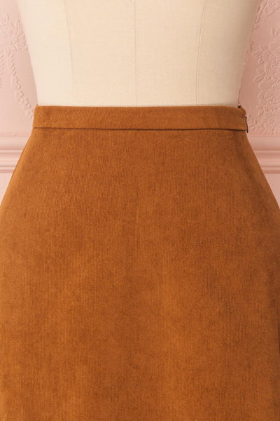 Colditz Brown Corduroy A-Line Midi Skirt | Boutique 1861 front close-up