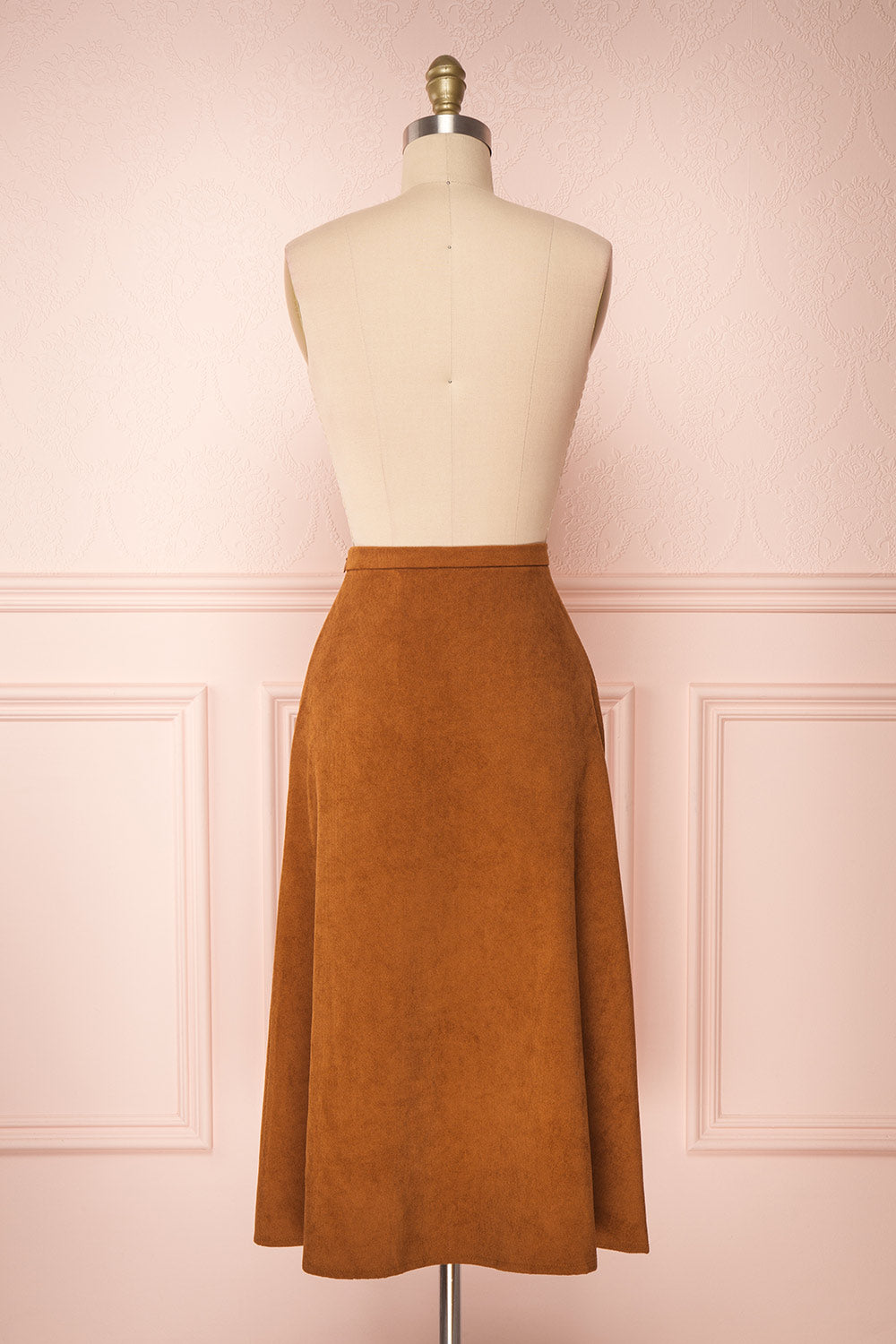 Colditz Brown Corduroy A-Line Midi Skirt | Boutique 1861 back view 